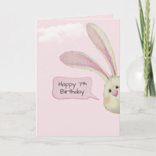 7th Birthday Bunny On Pink Card
