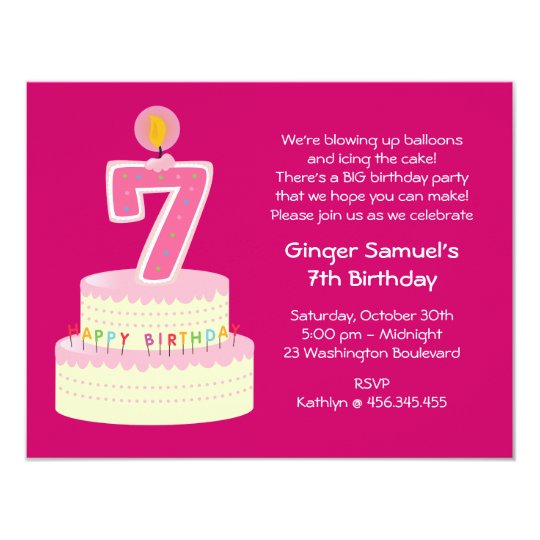 7th Birthday Cake Invitation | Zazzle.com.au 7th Birthday Cake Invitation | Zazzle.com.au