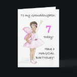 7th Birthday Card for the Granddaughter<br><div class="desc">A 7th Birthday Card is a major,  with a black fairy in pink dress,  from a watercolor illustration by Judy Adamson. Please feel free to customise the inside message and contact me through my store if you would like changes to the front cover.</div>