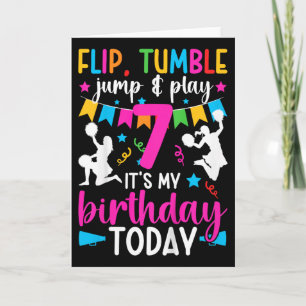 7th Birthday Cheerleader Seven Year Old Cheerleadi Card