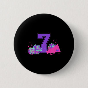 7th Birthday Cheerleading Girl Seven Year Old Chee 6 Cm Round Badge
