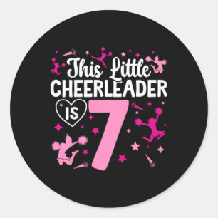 7th Birthday Cheerleading Girl Seven Year Old Chee Classic Round Sticker