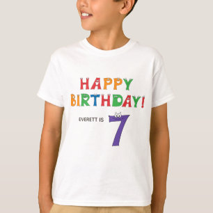 7th Birthday Colourful Alphabet with Name Kids T-Shirt
