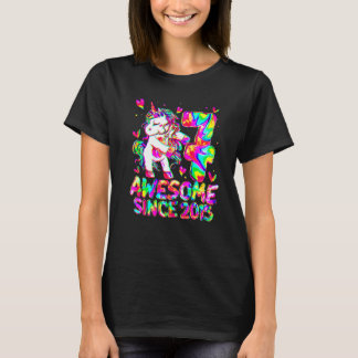 7th Birthday Colourful Tie Dye 7 Year Old Unicorn  T-Shirt