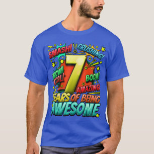 7th Birthday Comic Style Awesome Since 2016 7 Year T-Shirt