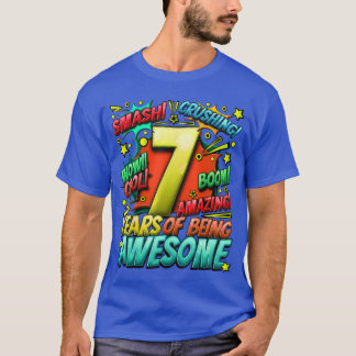 7th Birthday Comic Style Awesome Since 2016 7 Year T-Shirt