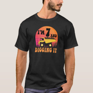 7th Birthday Construction Truck Kids I'm 7 & Diggi T-Shirt