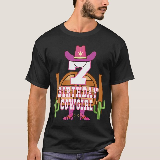 7th Birthday Cowgirl 7 Years Old Girl Rodeo Lover  T-Shirt (Front)
