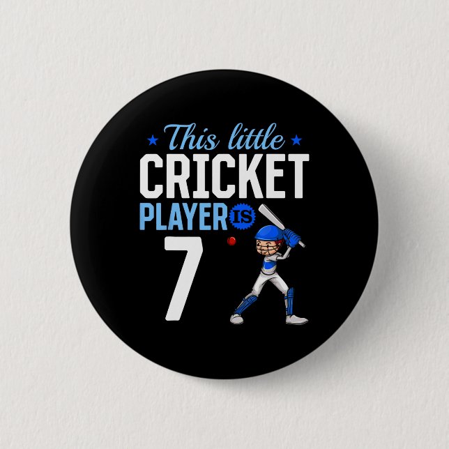 7th Birthday Cricket Player  6 Cm Round Badge (Front)