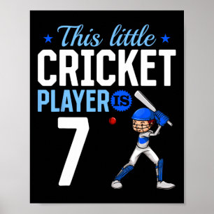 7th Birthday Cricket Player  Poster