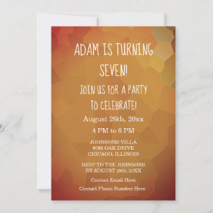 7th Birthday Custom Terracotta Gold Abstract 2024 Invitation