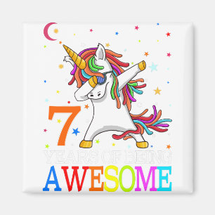 7th Birthday Dabbing Unicorn Party Gift 7 Years Magnet