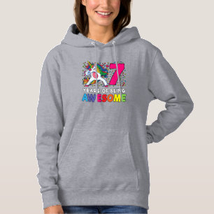 7th Birthday Dabbing Unicorn Party Gift 7 Years Ol Hoodie