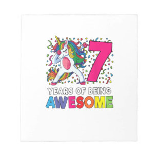 7th Birthday Dabbing Unicorn Party Gift 7 Years Ol Notepad