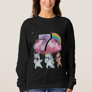 7th Birthday Dabbing Unicorn Sloth Sheep Sweatshirt