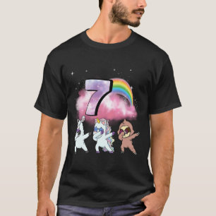 7th Birthday Dabbing Unicorn Sloth Sheep T-Shirt