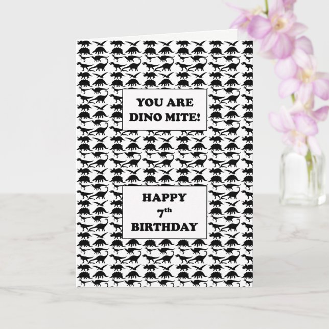 7th Birthday Dino Mite Card (Orchid)