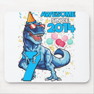 7th Birthday Dinosaur 7 Year Old Boy Kids Awesome Mouse Pad