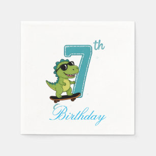 7th Birthday Dinosaur Paper Napkins
