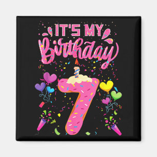 7th birthday doughnut happy 7 years old girl kids magnet