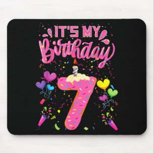 7th birthday doughnut happy 7 years old girl kids mouse pad