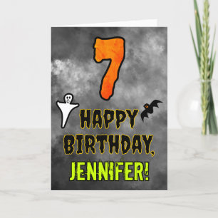 7th Birthday: Eerie Halloween Theme + Custom Name Card
