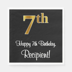7th Birthday ~ Elegant Luxurious Faux Gold Look # Napkin