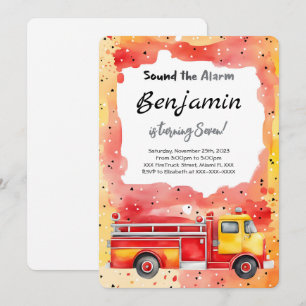 7th Birthday Fire Truck Invitation