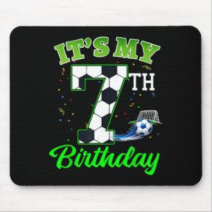 7th Birthday Football Boy Girl Kids Soccer Sports Mouse Pad