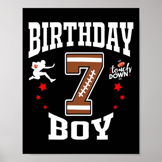 7th Birthday Football Boy Shirt - 7 Years Old Kid  Poster (Front)