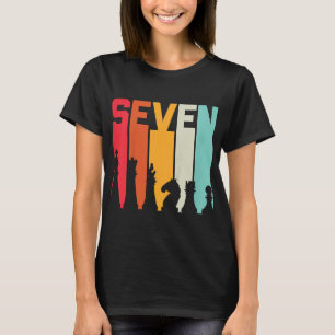 7th Birthday Gift Chess Player Retro Board Game Fa T-Shirt