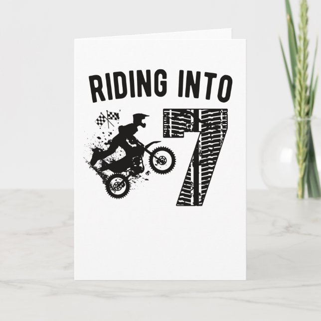 7th Birthday Gift Dirt Bike 7 Years Old Motocross Card (Front)