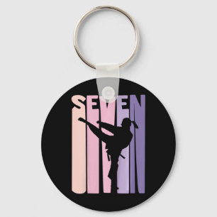 7th Birthday Gift Karate Retro Taekwondo Martial A Key Ring