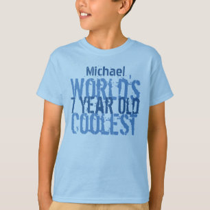 7th Birthday Gift World's Coolest 7 Year Old Boy T-Shirt
