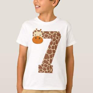 7th Birthday Giraffe Animal Boys Kids 7 Year Old T-Shirt
