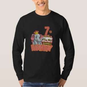 7th Birthday Girl Cake Elephant T-Shirt