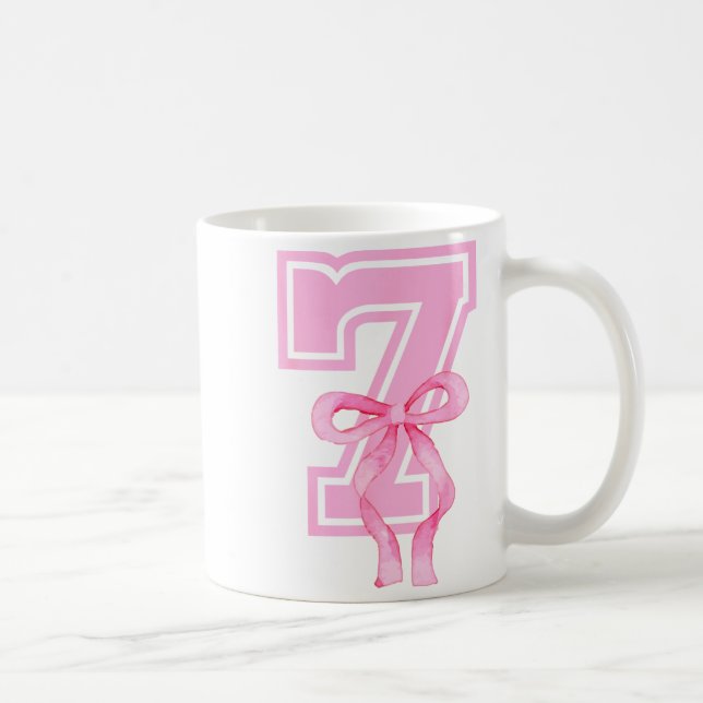 7th Birthday Girl Coquette Nk Bows Seven Years Old Coffee Mug (Right)