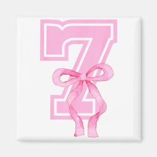 7th Birthday Girl Coquette Nk Bows Seven Years Old Magnet