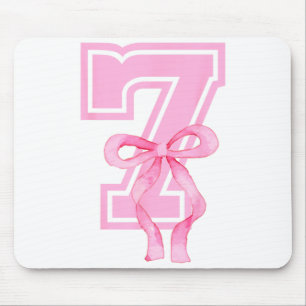 7th Birthday Girl Coquette Nk Bows Seven Years Old Mouse Pad