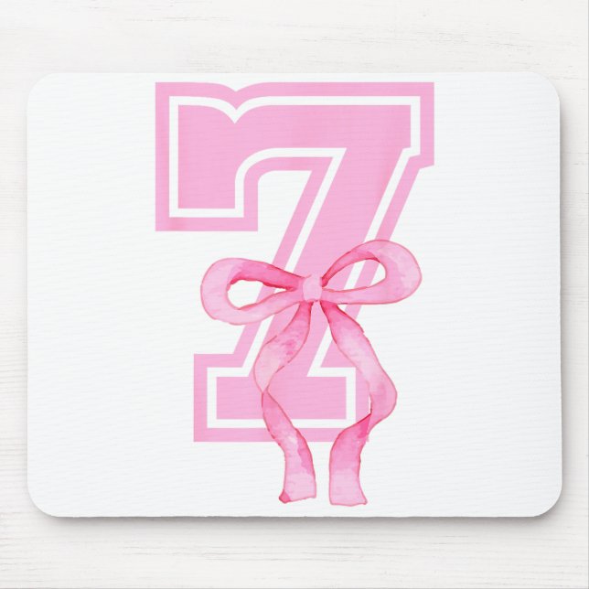 7th Birthday Girl Coquette Nk Bows Seven Years Old Mouse Pad (Front)