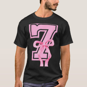 7th Birthday Girl Coquette Nk Bows Seven Years Old T-Shirt