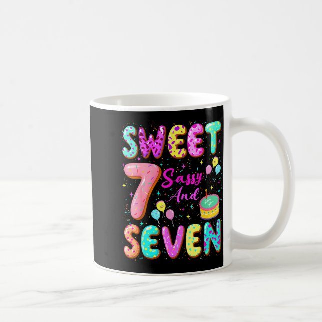 7th Birthday Girl Donut Sweet Sy And Seven Birthda Coffee Mug (Right)