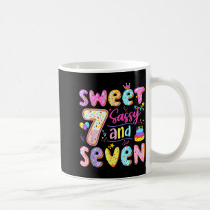7th Birthday Girl Donut Sweet Sy And Seven Birthda Coffee Mug