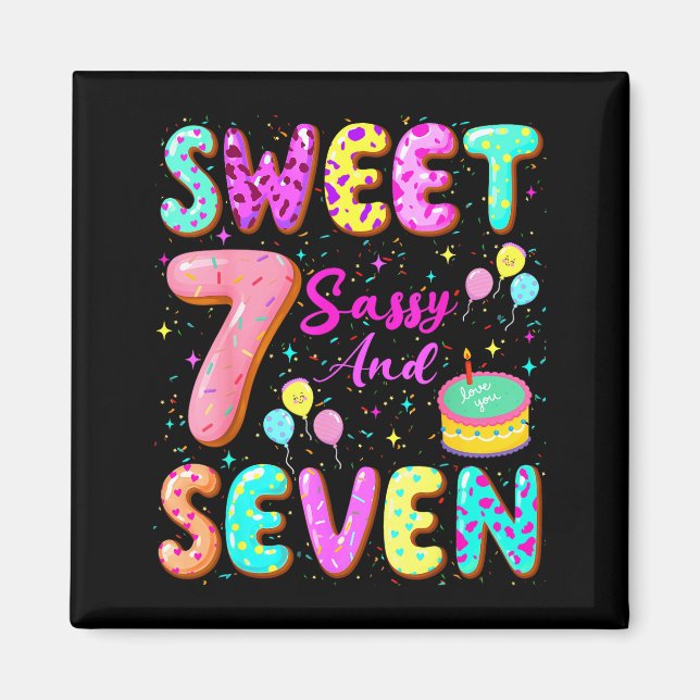 7th Birthday Girl Donut Sweet Sy And Seven Birthda Magnet (Front)