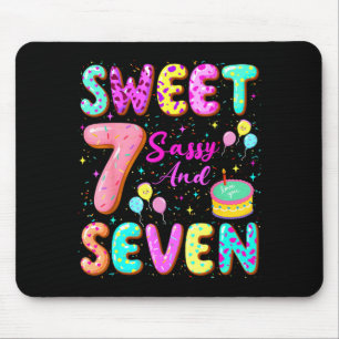7th Birthday Girl Donut Sweet Sy And Seven Birthda Mouse Pad