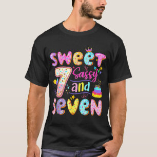 7th Birthday Girl Donut Sweet Sy And Seven Birthda T-Shirt