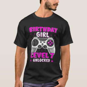 7Th Birthday Girl Level 7 Unlocked Video Game Seve T-Shirt