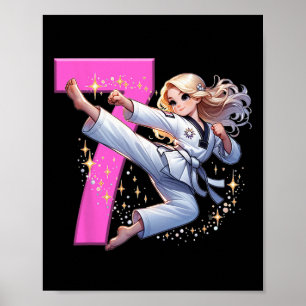 7th Birthday Girl Martial Arts Party Taekwondo Kar Poster