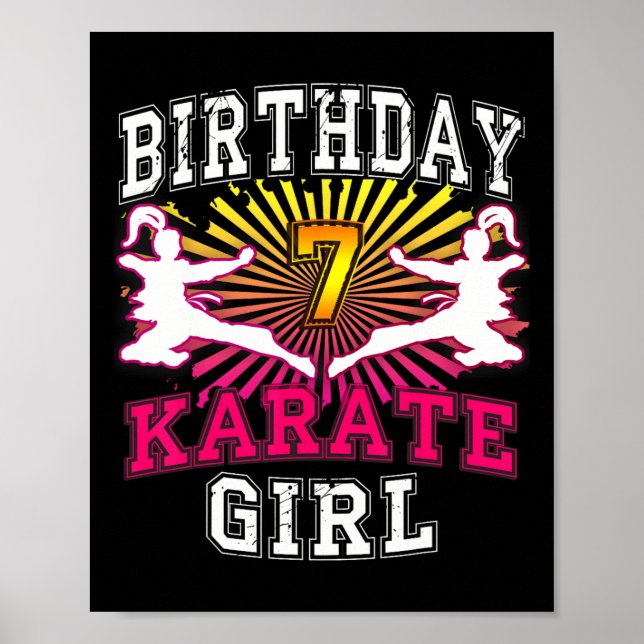 7th Birthday Girl Shirt - Karate 7 Years Old Kid  Poster (Front)