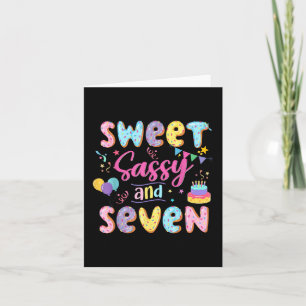7th Birthday Girl Sweet Sassy And Seven Donut 7 Ye Card